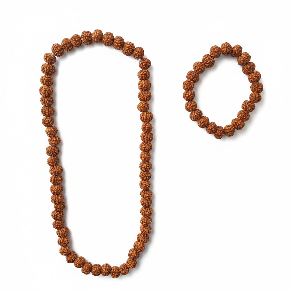 Urthn Traditional Rudraksha Mala with Bracelet for Men