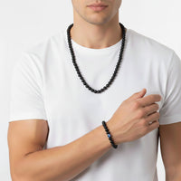 Urthn Designer Beads Mala with Coordinated Bracelet for Men