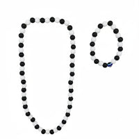 Urthn Designer Black & White Beads Mala with Bracelet for Men