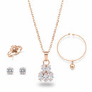 Urthn Rose Gold Plated Chain Pendant Earrings Rings And Bracelet Jewellery Combo Set (Pack Of 6)
