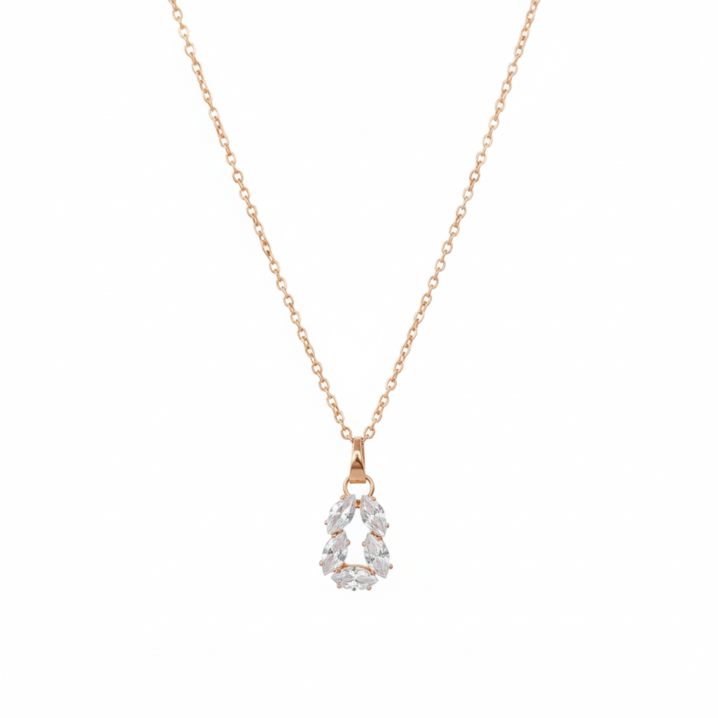 Urthn Rose Gold Plated Chain Pendant Earrings Rings And Bracelet Jewellery Combo Set (Pack Of 6)