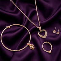 Urthn  Rose Gold Plated Chain Pendant Earrings Rings And Bracelet Jewellery Combo Set