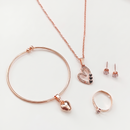 Urthn  Rose Gold Plated Chain Pendant Earrings Rings And Bracelet Jewellery Combo Set (Pack of 6)