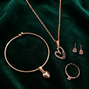 Urthn  Rose Gold Plated Chain Pendant Earrings Rings And Bracelet Jewellery Combo Set