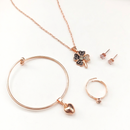 Urthn  Rose Gold Plated Chain Pendant Earrings Rings And Bracelet Jewellery Combo Set (Pack of 6)