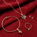 Urthn  Rose Gold Plated Chain Pendant Earrings Rings And Bracelet Jewellery Combo Set