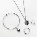 Urthn  Silver Plated Chain Pendant Earrings Rings And Bracelet Jewellery Combo Set (Pack of 6)