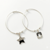 Urthn Silver Plated Elegant Austrian Stone Openable Bracelet For Women & Girls (Set of 6)
