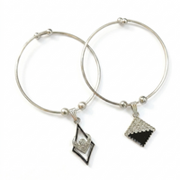 Urthn Silver Plated Elegant Austrian Stone Openable Bracelet For Women & Girls (Set of 6)