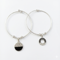 Urthn Silver Plated Elegant Austrian Stone Openable Bracelet For Women & Girls (Set of 6)