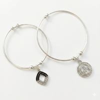 Urthn Silver Plated Elegant Austrian Stone Openable Bracelet For Women & Girls (Set of 6)