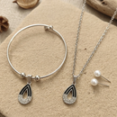 Urthn Silver Plated Chain Pendant Earrings And Bracelet Jewellery Combo Set