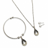 Urthn Silver Plated Chain Pendant Earrings And Bracelet Jewellery Combo Set (Set of 6)