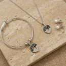 Urthn Silver Plated Chain Pendant Earrings And Bracelet Jewellery Combo Set