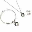 Urthn Silver Plated Chain Pendant Earrings And Bracelet Jewellery Combo Set (Set of 6)