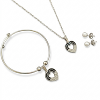 Urthn Silver Plated Chain Pendant Earrings And Bracelet Jewellery Combo Set (Set of 6)