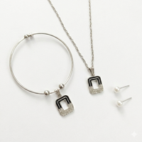 Urthn Silver Plated Chain Pendant Earrings And Bracelet Jewellery Combo Set (Set of 6)