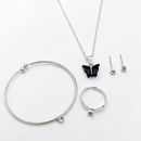 Urthn Silver Plated Chain Pendant Earrings Rings And Bracelet Jewellery Combo Set(Pack of 6)