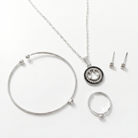 Urthn Silver Plated Chain Pendant Earrings Rings And Bracelet Jewellery Combo Set(Pack of 6)