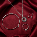Urthn Silver Plated Chain Pendant Earrings Rings And Bracelet Jewellery Combo Set