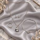 Urthn Silver Plated Panda Shape Chain Pendant with Adjustable Bracelet and Finger Ring for Women
