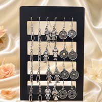 Urthn Boho Oxidised Plated Assorted Design Dangler Earrings   (Pack of 12)
