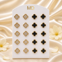 Urthn Textured Clover Shape Stud Earrings Set for Women  (Pack of 12)