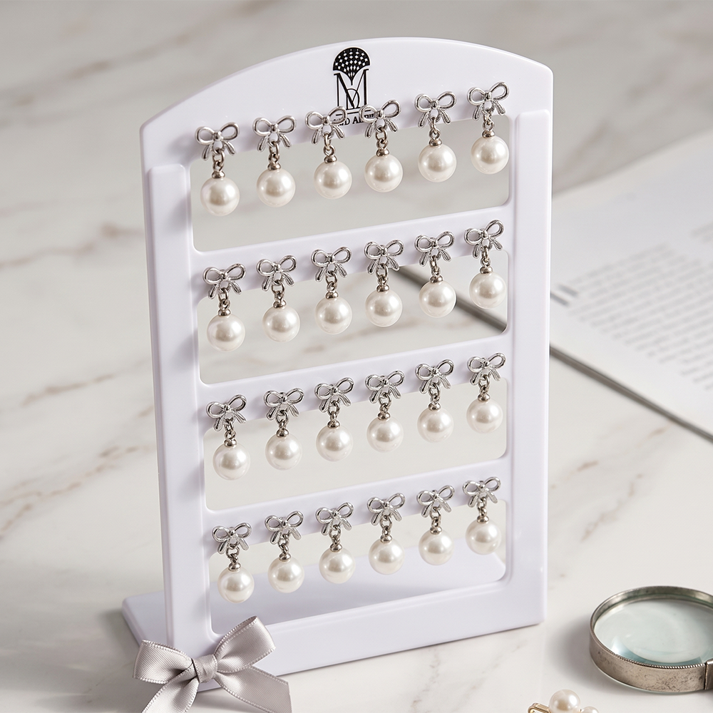 Urthn Cute Bow And Pearl Set Of 12 Studs Earrings Combo for Party Wear