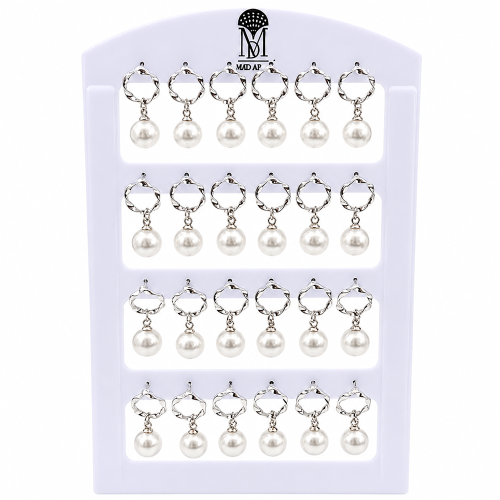 Urthn Silver Plated Twisted Circle And Pearl Set Of 12 Studs Earrings Combo for Party Wear