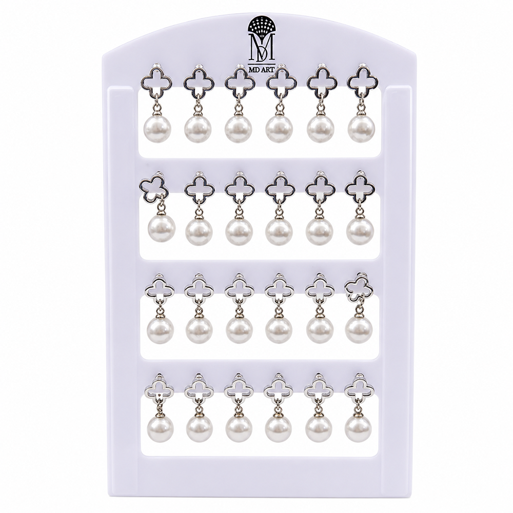 Urthn Silver Plated Trendy Floral And Pearl Set Of 12 Studs Earrings Combo for Party Wear