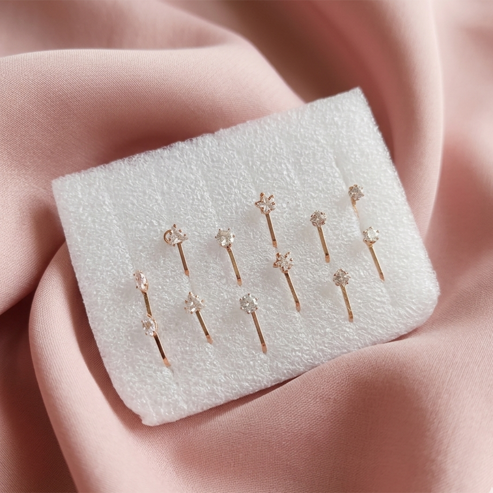 Urthn Rose Gold Plated Austrian Stone Nose Stud Set for Women  (Set Of 3)