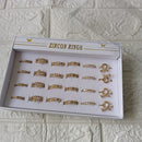 Urthn Premium Gold Plated Assorted Design Crystal Stone Rings Set