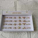 Urthn Premium Gold Plated Assorted Design Crystal Stone Rings Set