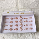 Urthn Premium Rose Gold Plated Assorted Design Crystal Stone Rings Set