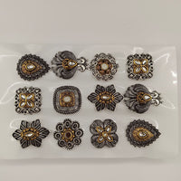 Urthn Set of 12 Oxidised 2 Tone Plated Rings Combo