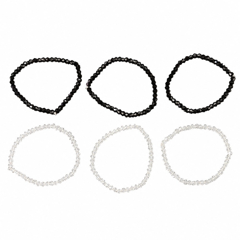 Urthn Elegant Black & White Beads Fashion Bracelet (Set Of 6)