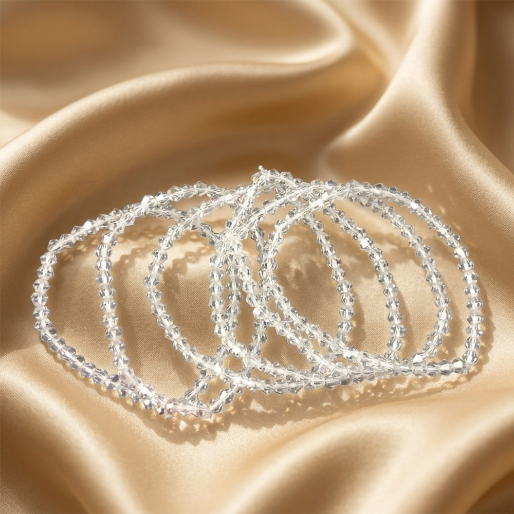 Urthn Elegant White Beads Fashion Bracelet (Set Of 6)
