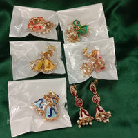 Urthn Gold Plated Assorted Color Set Of 6 Meenakari Earrings Combo 