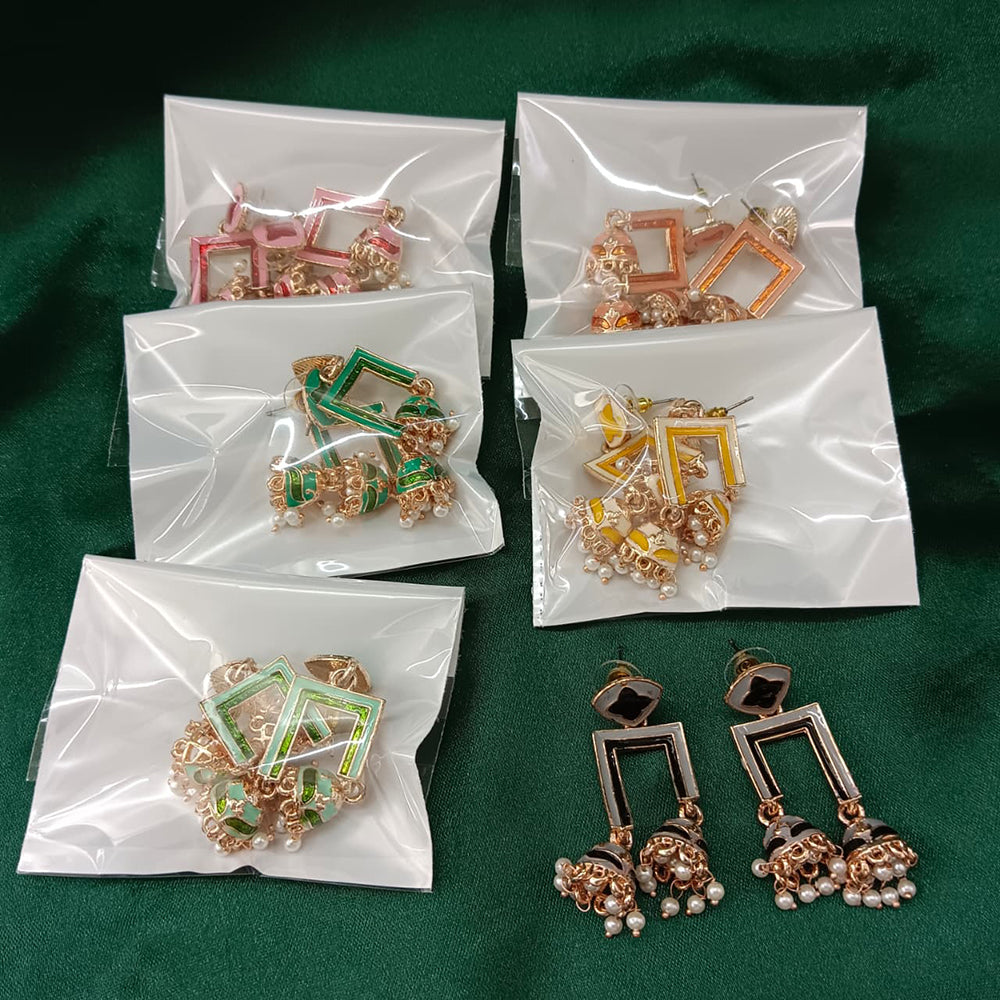 Urthn Gold Plated Assorted Color Set Of 6 Meenakari Earrings Combo 