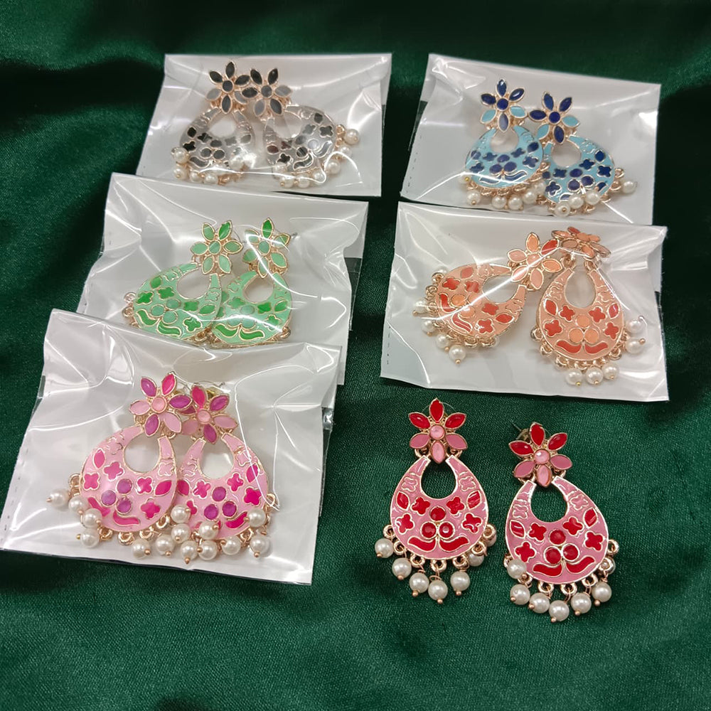 Urthn Gold Plated Assorted Color Set Of 6 Meenakari Earrings Combo 