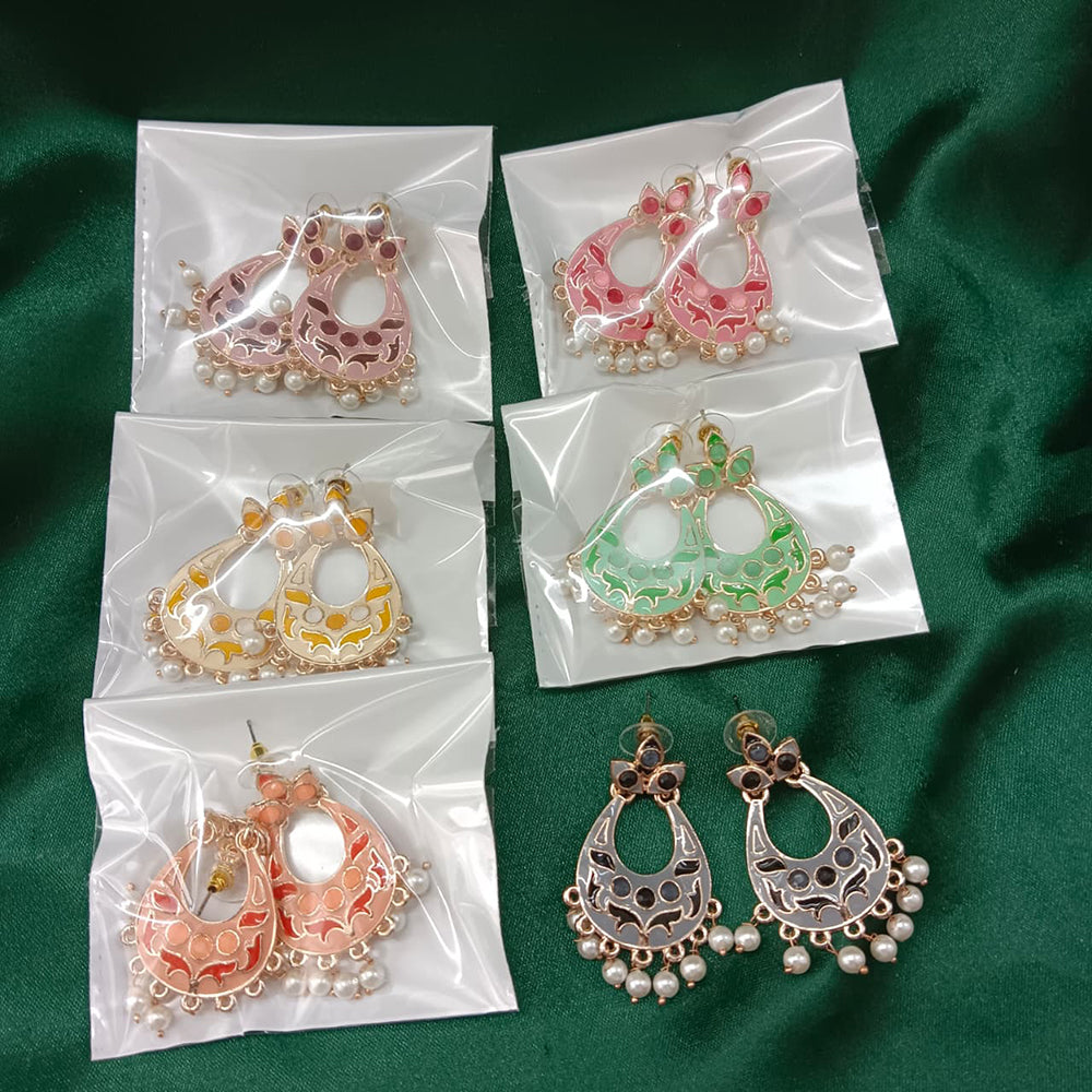 Urthn Gold Plated Assorted Color Set Of 6 Meenakari Earrings Combo 