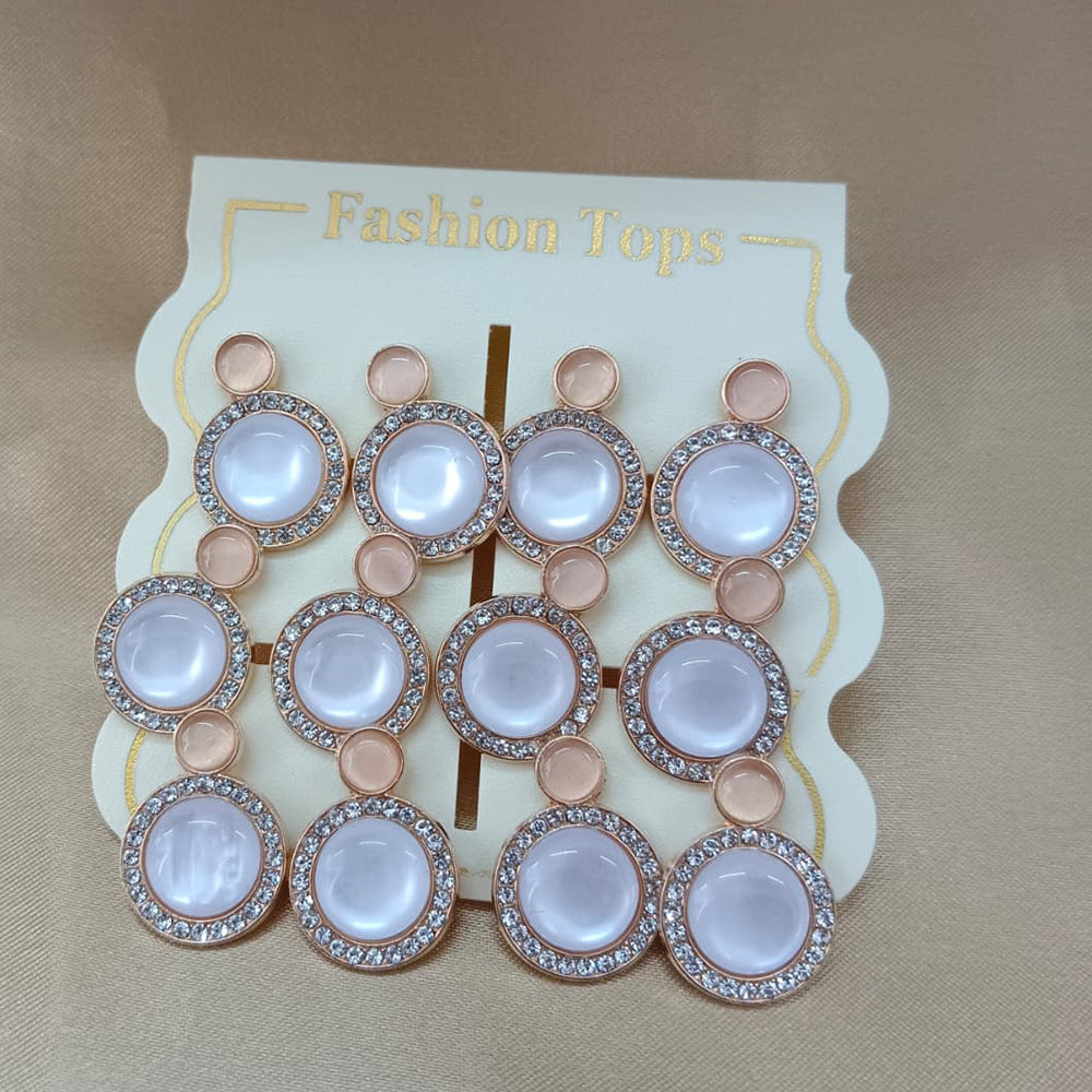 Urthn Monalisa Stone Stylish Set Of 6 Stud Earrings Combo 