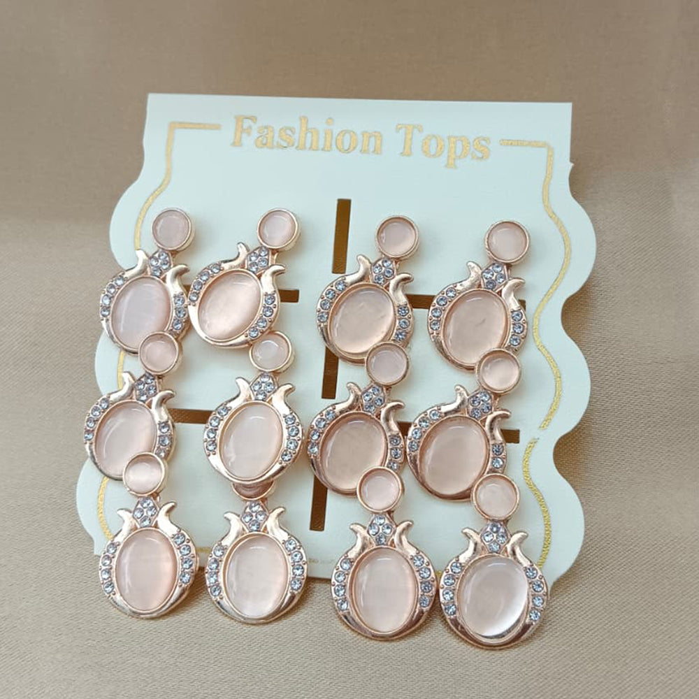 Urthn Monalisa Stone Stylish Set Of 6 Stud Earrings Combo 