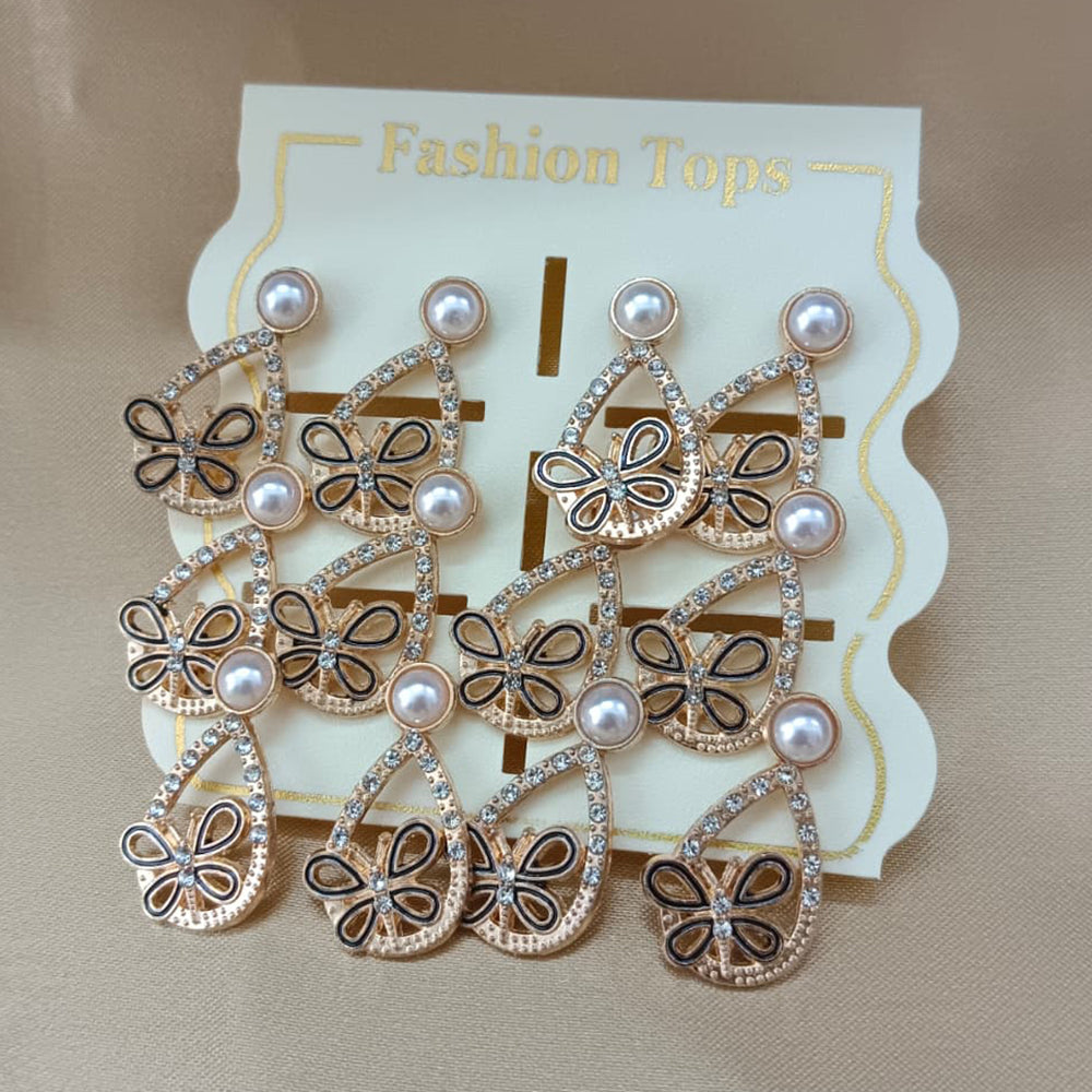Urthn Monalisa Stone Stylish Set Of 6 Stud Earrings Combo 