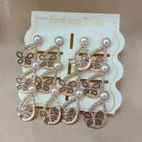 Urthn Monalisa Stone Stylish Set Of 6 Stud Earrings Combo 