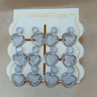 Urthn Monalisa Stone Stylish Set Of 6 Stud Earrings Combo 