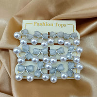 Urthn Pearl And Austrain Stone Set Of 6 Stud Earrings Combo