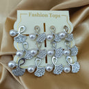 Urthn Pearl And Austrain Stone Set Of 6 Stud Earrings Combo