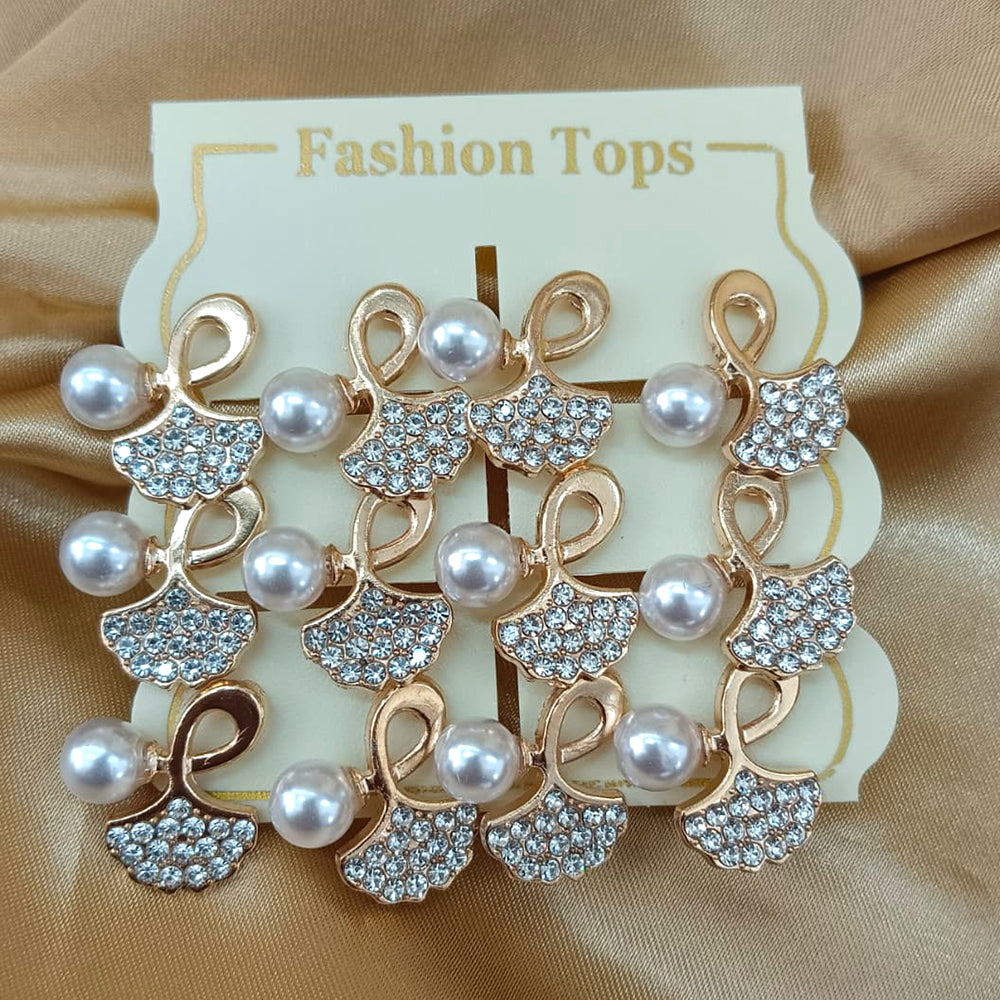 Urthn Pearl And Austrain Stone Set Of 6 Stud Earrings Combo