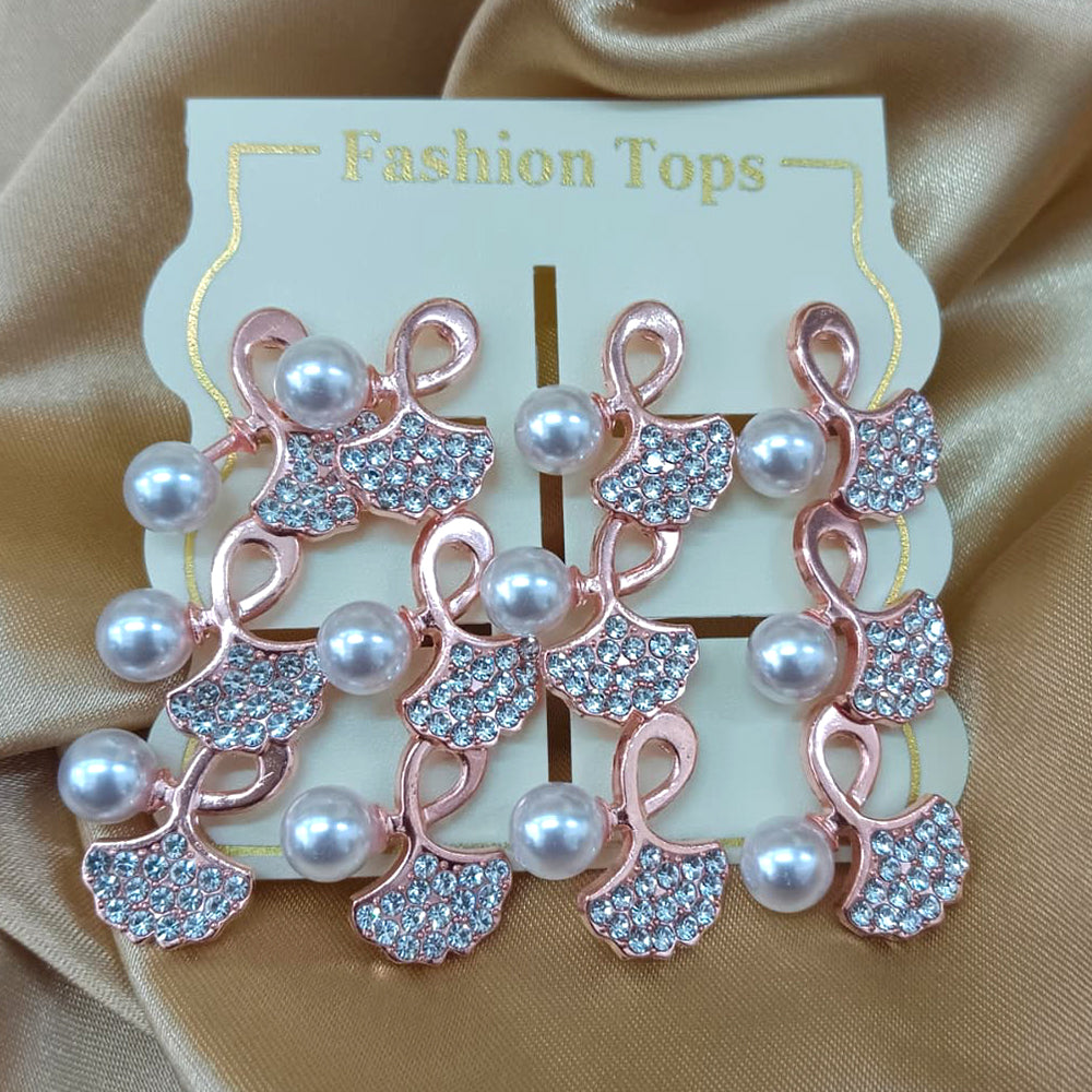 Urthn Pearl And Austrain Stone Set Of 6 Stud Earrings Combo